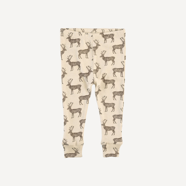 long sleeve crew neck pj set | coffee reindeer | organic cotton flat rib