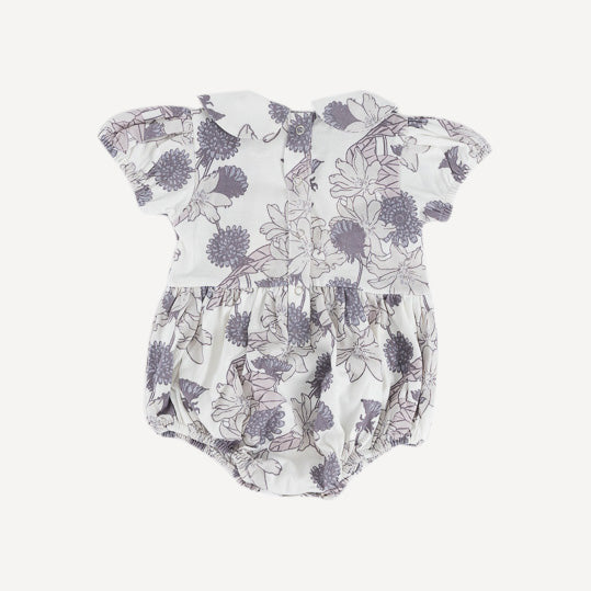 short sleeve peter pan bubble | mauve retro floral | organic cotton jersey