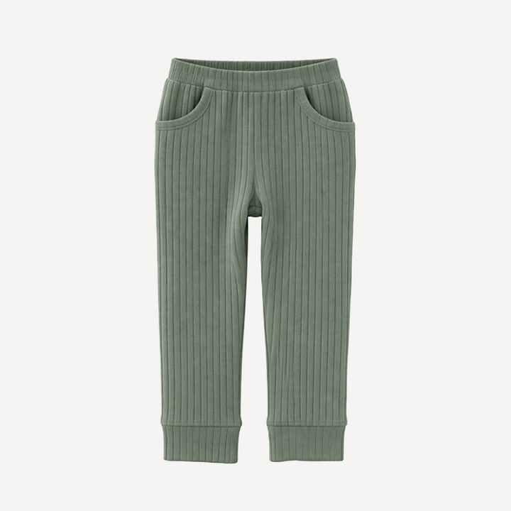 cuffed pocket jogger | forest | organic cotton wide rib