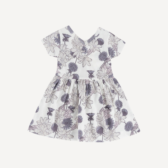 short sleeve twirl dress | mauve retro floral | organic cotton jersey