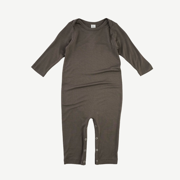 long sleeve lap neck jumpsuit | truffle | bamboo