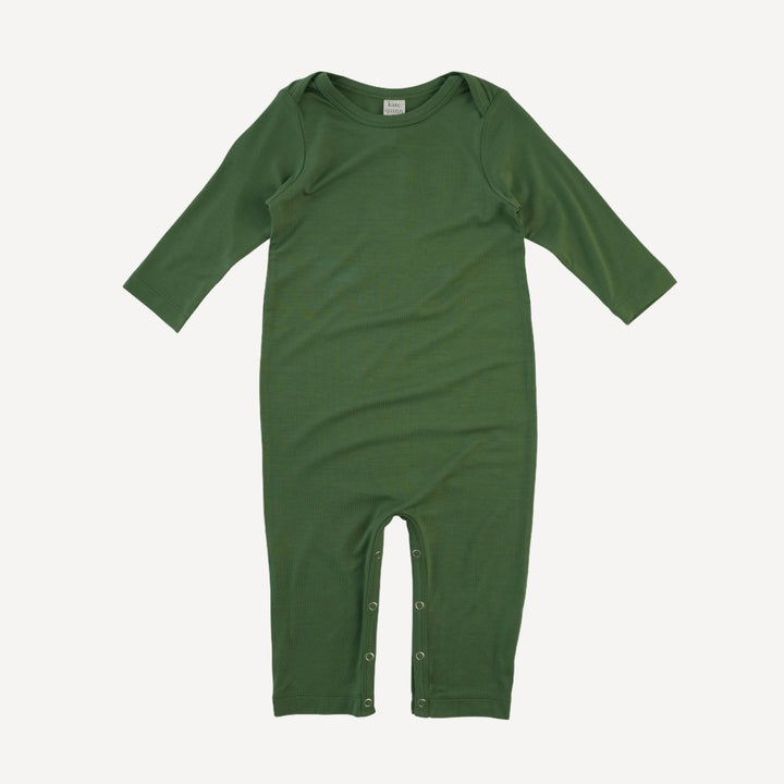 long sleeve lap neck jumpsuit | elm green | bamboo