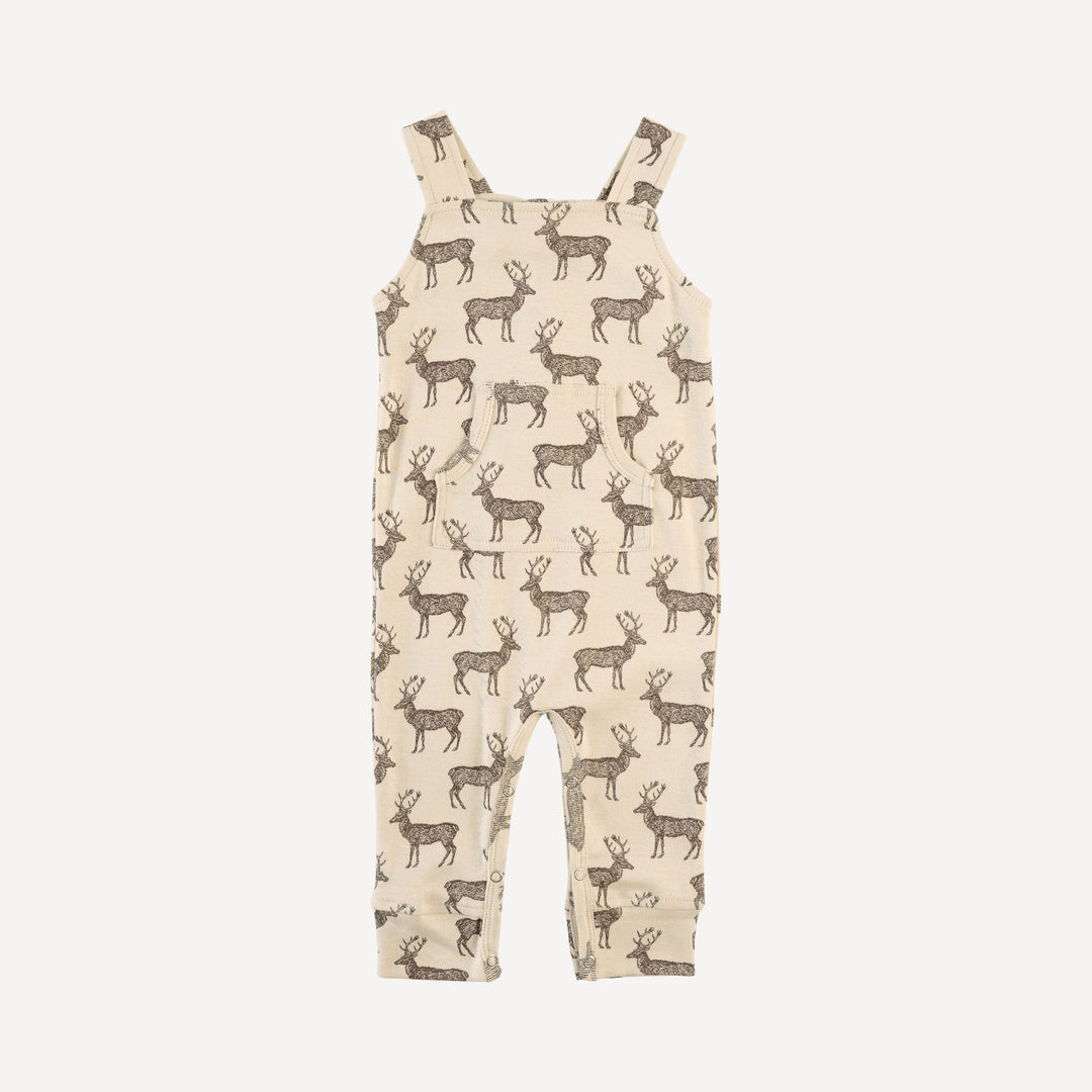 kanga pocket overall | coffee reindeer | organic cotton flat rib