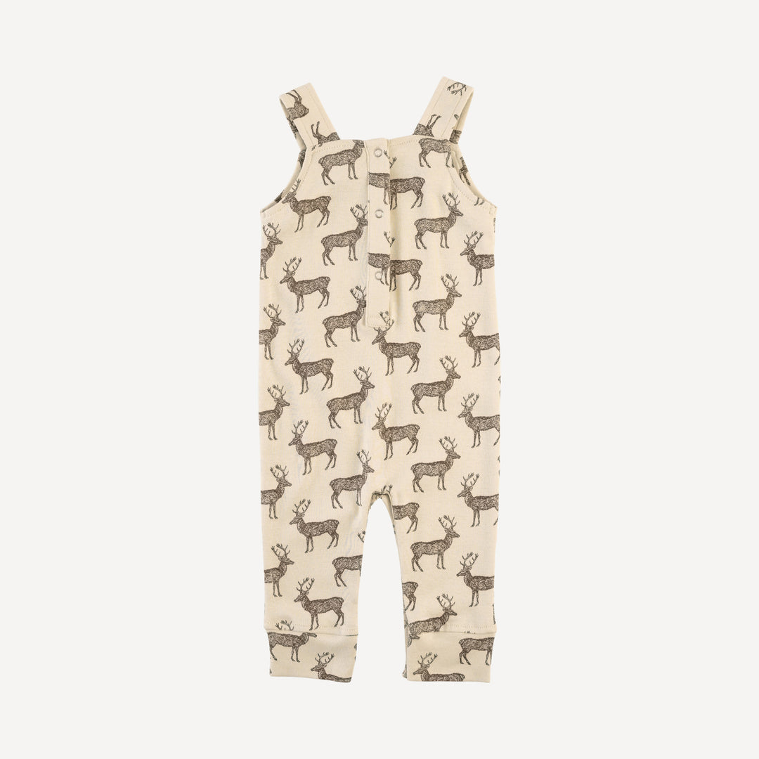 kanga pocket overall | coffee reindeer | organic cotton flat rib