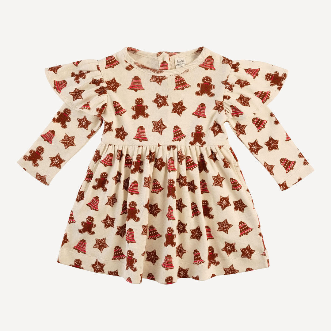 long sleeve colette dress | gingerbread cookies | organic cotton flat rib