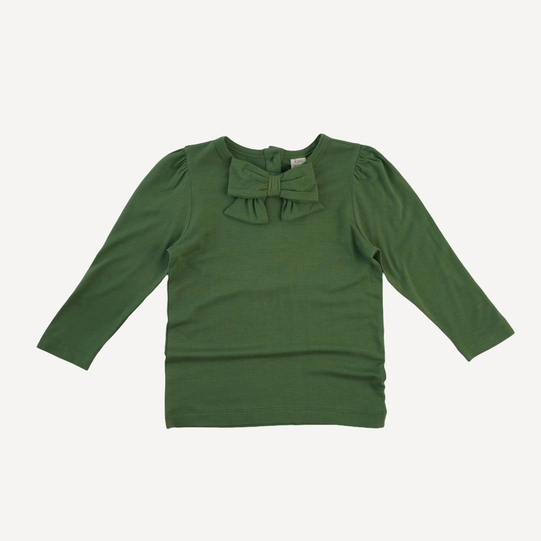 long sleeve bow top | elm green | bamboo