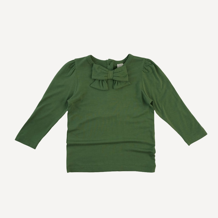 long sleeve bow top | elm green | bamboo