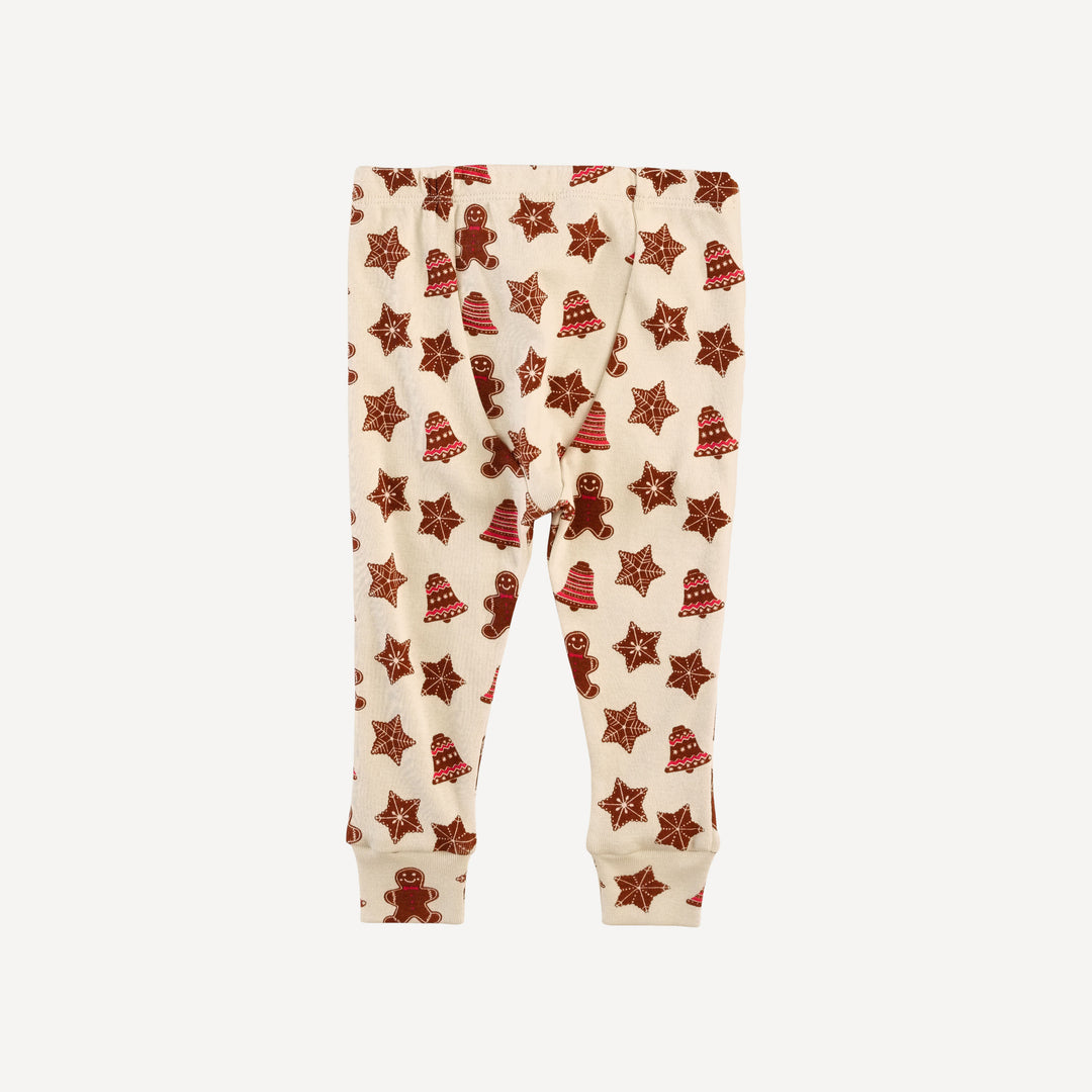 long sleeve crew neck pj set | gingerbread cookies | organic cotton flat rib