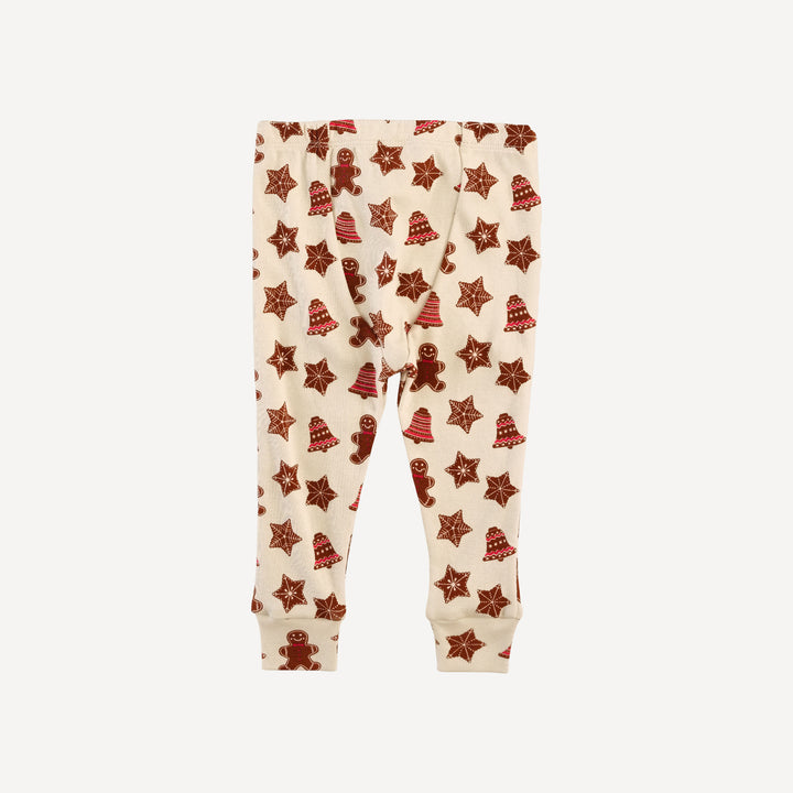 long sleeve crew neck pj set | gingerbread cookies | organic cotton flat rib