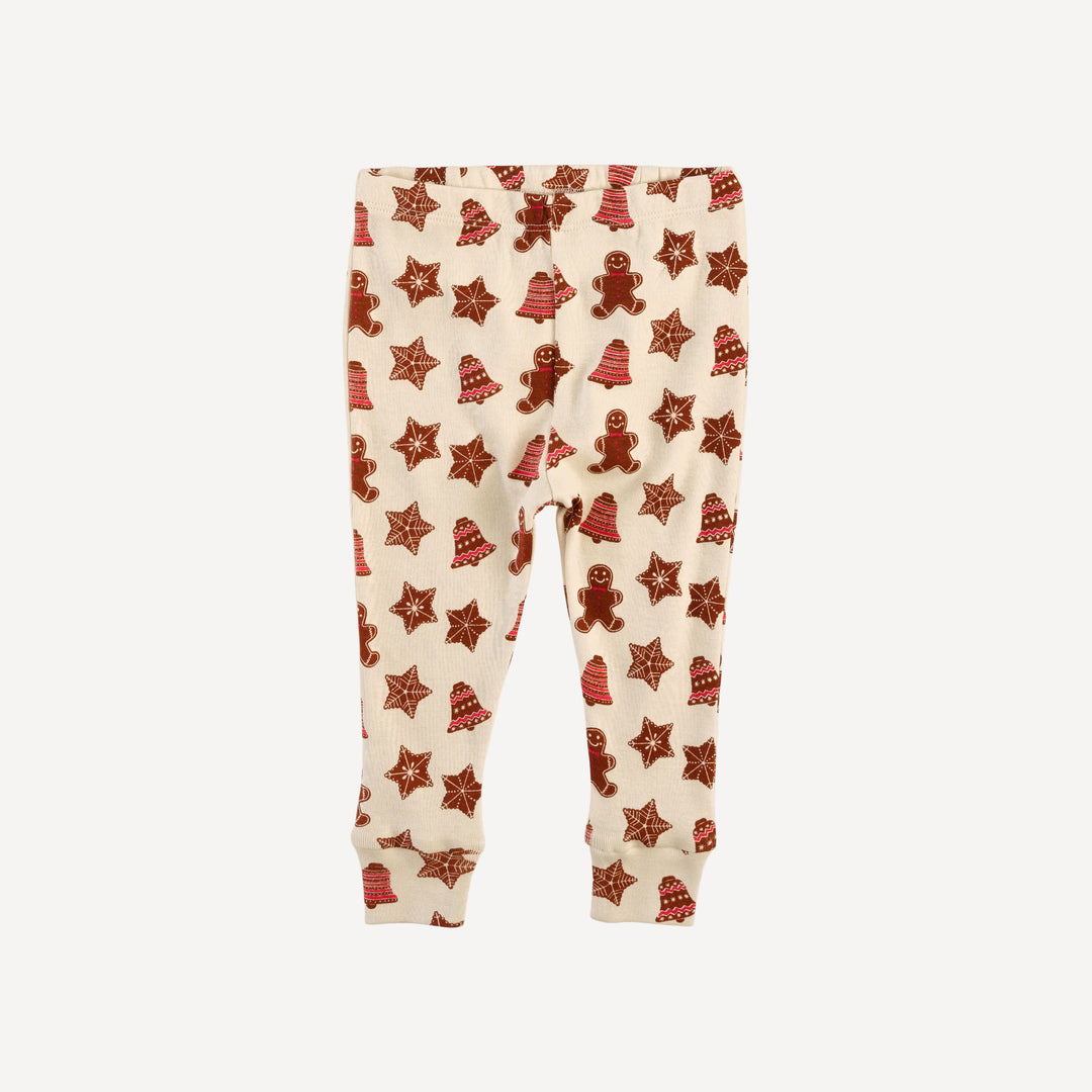 long sleeve crew neck pj set | gingerbread cookies | organic cotton flat rib