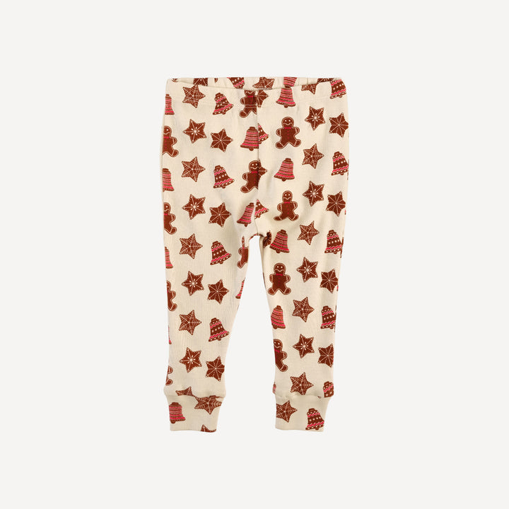 long sleeve crew neck pj set | gingerbread cookies | organic cotton flat rib