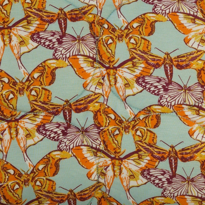 classic circle quilt | blue haze moth wallpaper | bamboo