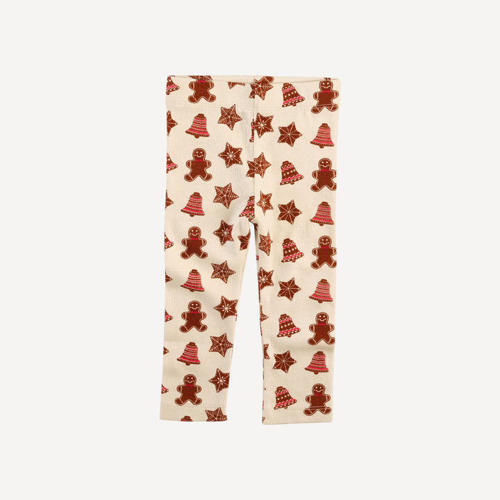 long sleeve button front v-waist top + legging set | gingerbread cookies | organic cotton flat rib
