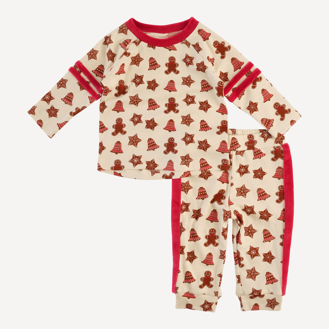 long sleeve football set | gingerbread cookies | organic cotton flat rib
