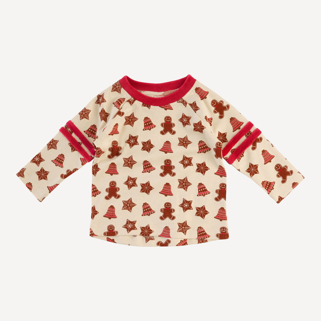 long sleeve football set | gingerbread cookies | organic cotton flat rib