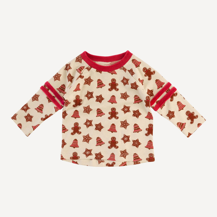long sleeve football set | gingerbread cookies | organic cotton flat rib
