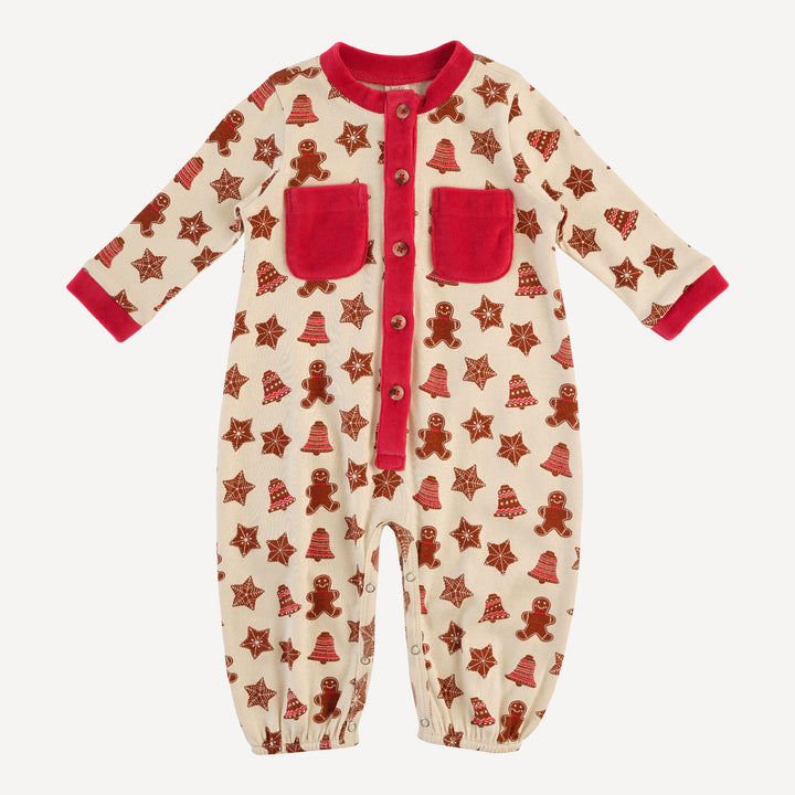 long sleeve trimmed bubble jumper | gingerbread cookies | organic cotton flat rib