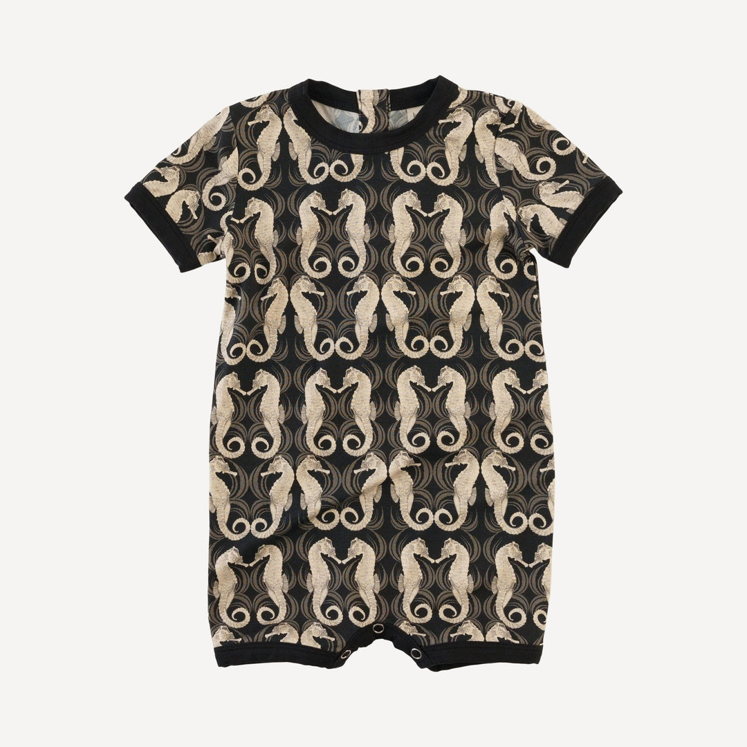 short sleeve ringer shortie | seahorse wave | light weight bamboo