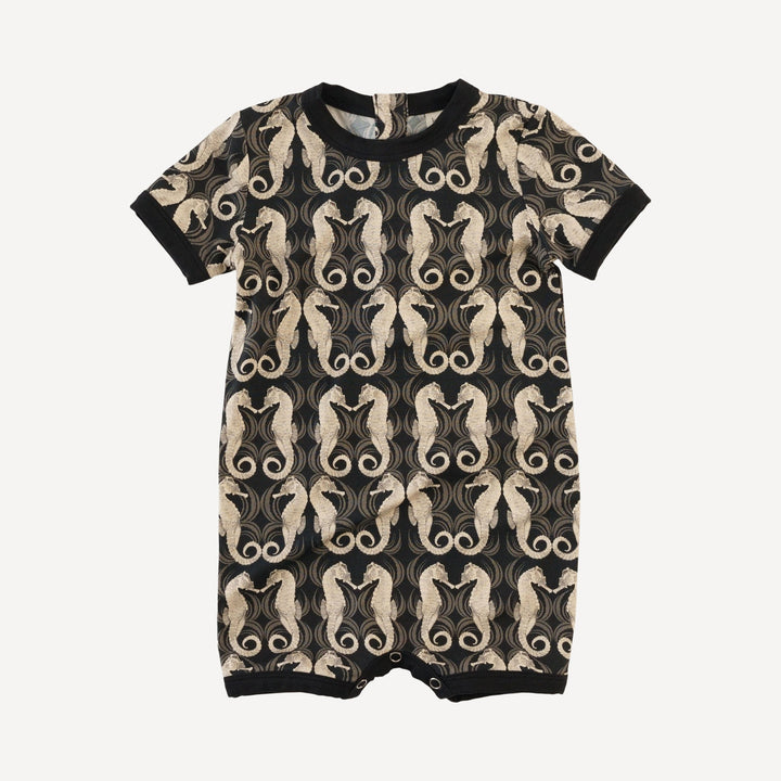 short sleeve ringer shortie | seahorse wave | light weight bamboo