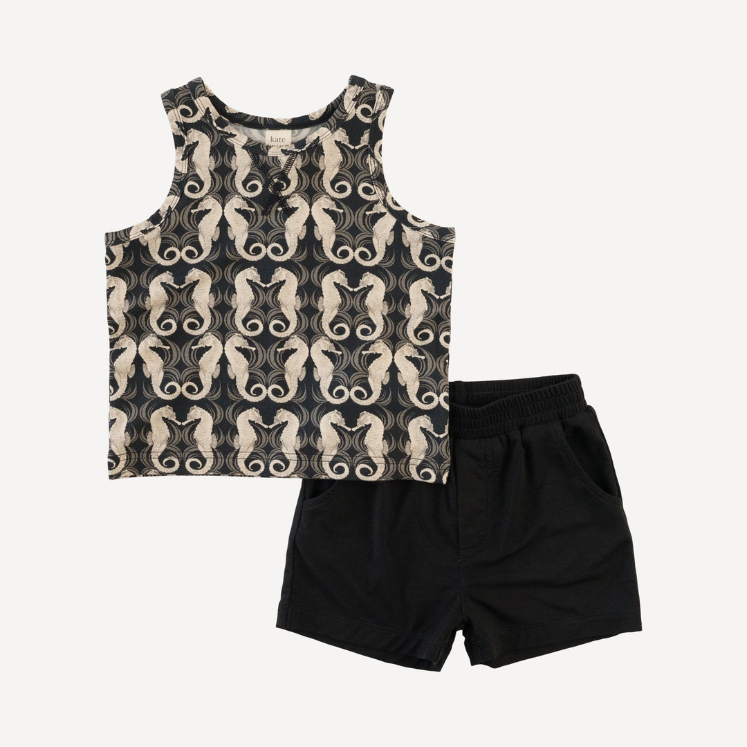 topstitch tank + relaxed short set | seahorse wave | light weight bamboo