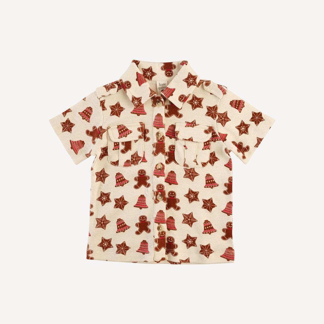 short sleeve military top | gingerbread cookies | organic cotton flat rib