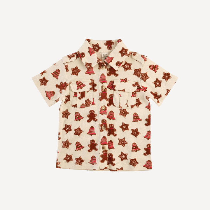 short sleeve military top | gingerbread cookies | organic cotton flat rib