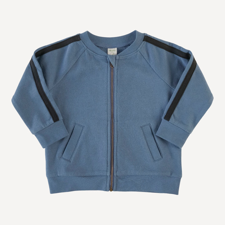 retro stripe track jacket | bijou blue | french terry