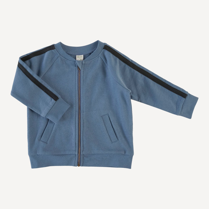 retro stripe track jacket | bijou blue | french terry