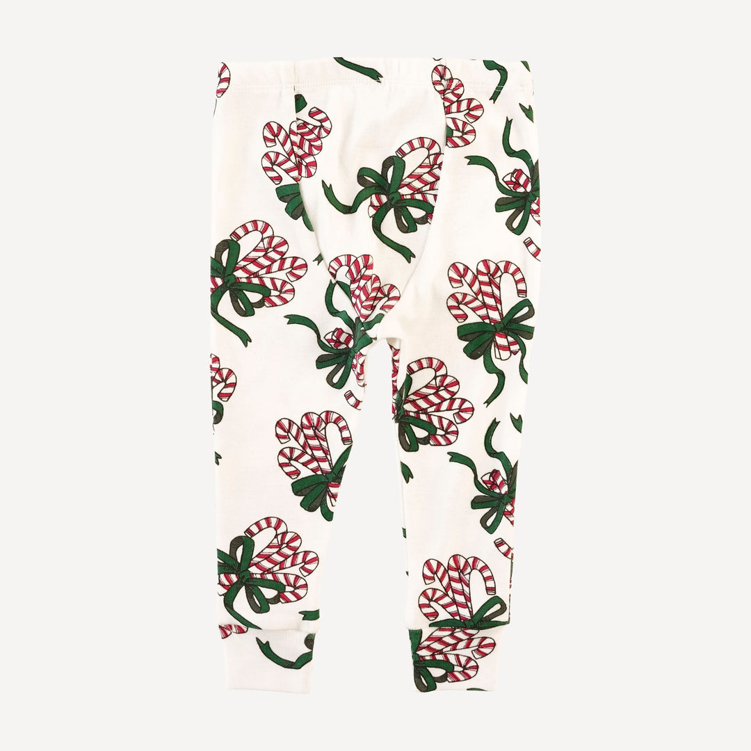 long sleeve crew neck pj set | candy canes | organic cotton flat rib