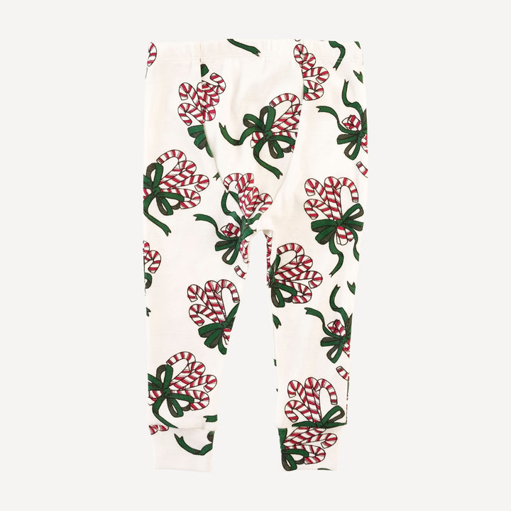 long sleeve crew neck pj set | candy canes | organic cotton flat rib