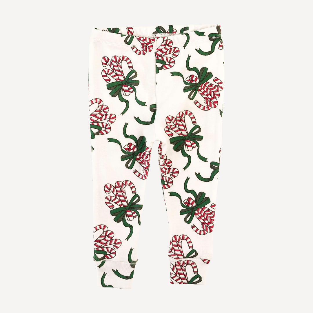 long sleeve crew neck pj set | candy canes | organic cotton flat rib