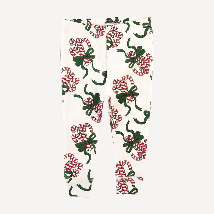 long sleeve crew neck pj set | candy canes | organic cotton flat rib