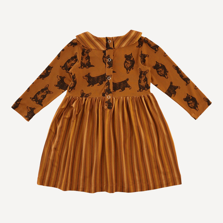 long sleeve peter pan dress | corgis | light weight bamboo