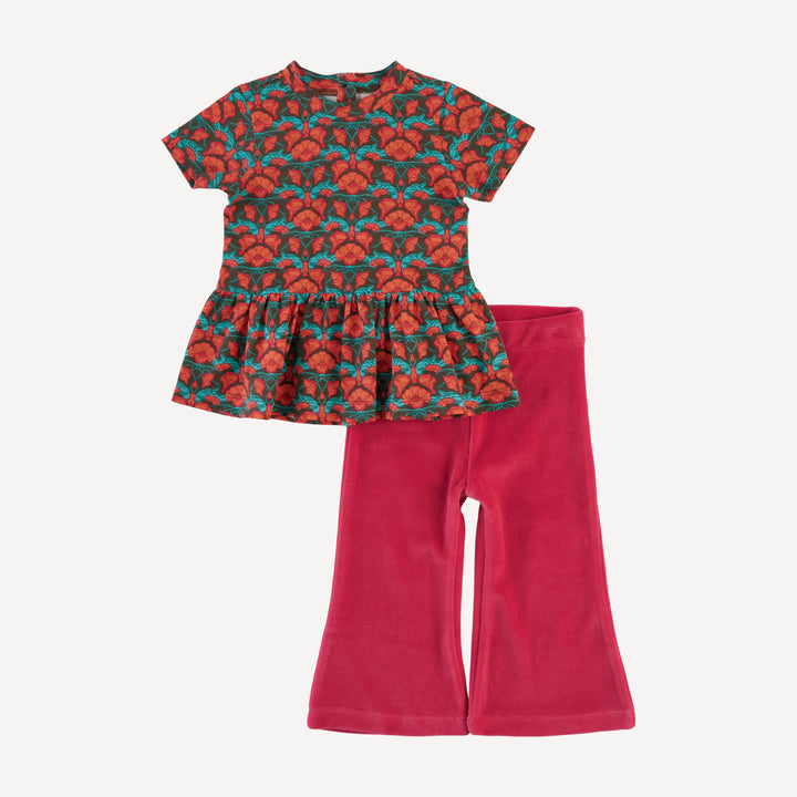 short sleeve kate top + flare pant set | poppy | organic cotton jersey