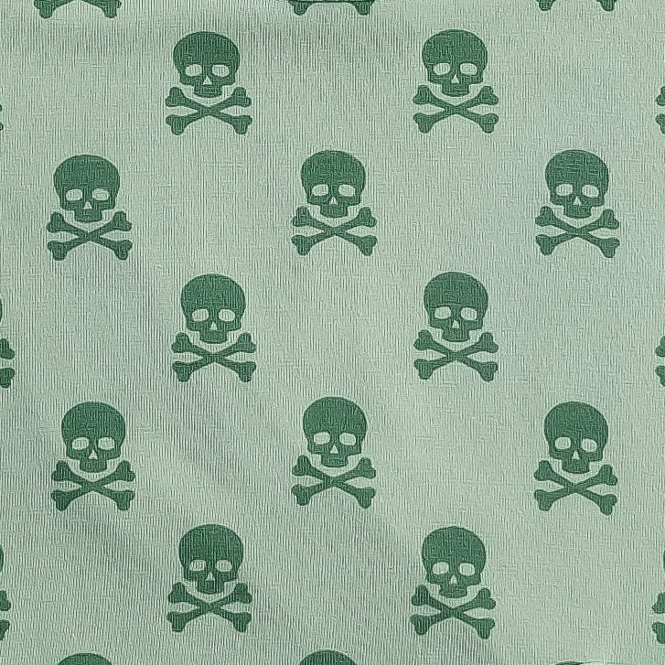 womens long sleeve twirl dress | green skulls | organic cotton interlock