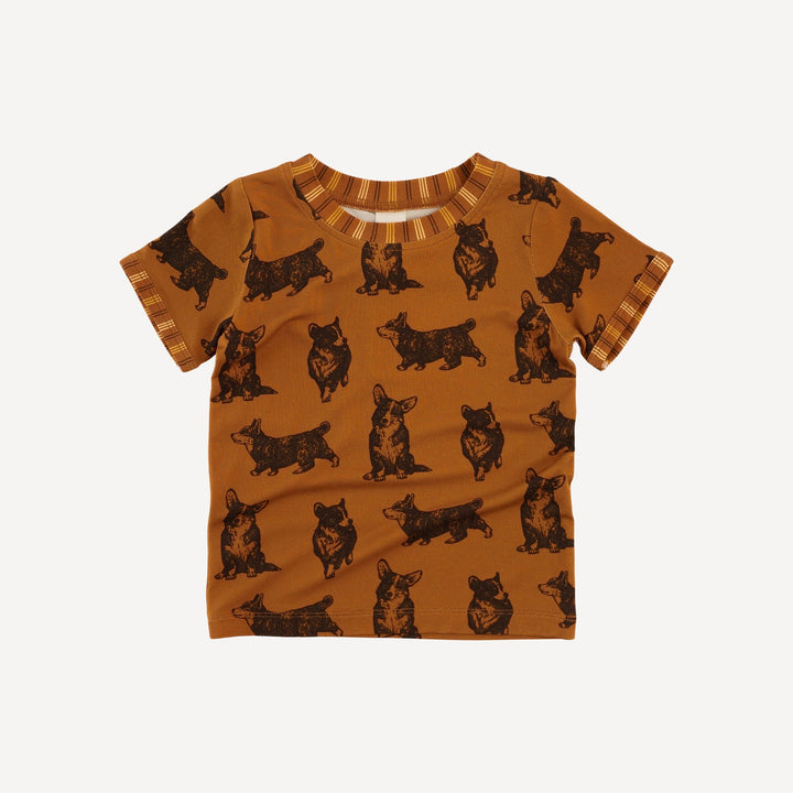 short sleeve two toned cuffed tee | corgis | light weight bamboo