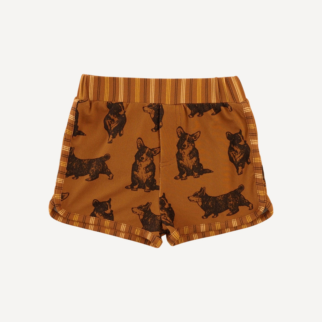 retro track short | corgis | light weight bamboo