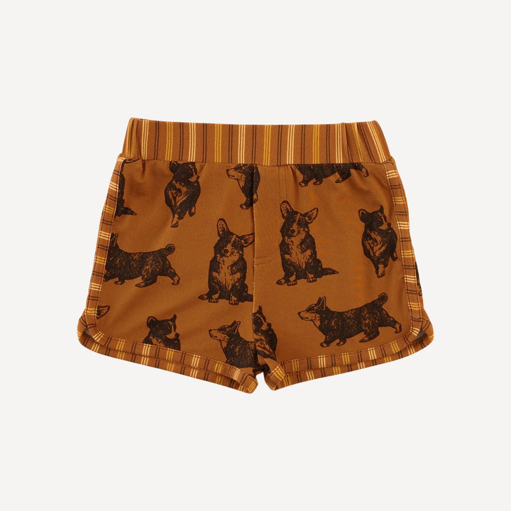 retro track short | corgis | light weight bamboo
