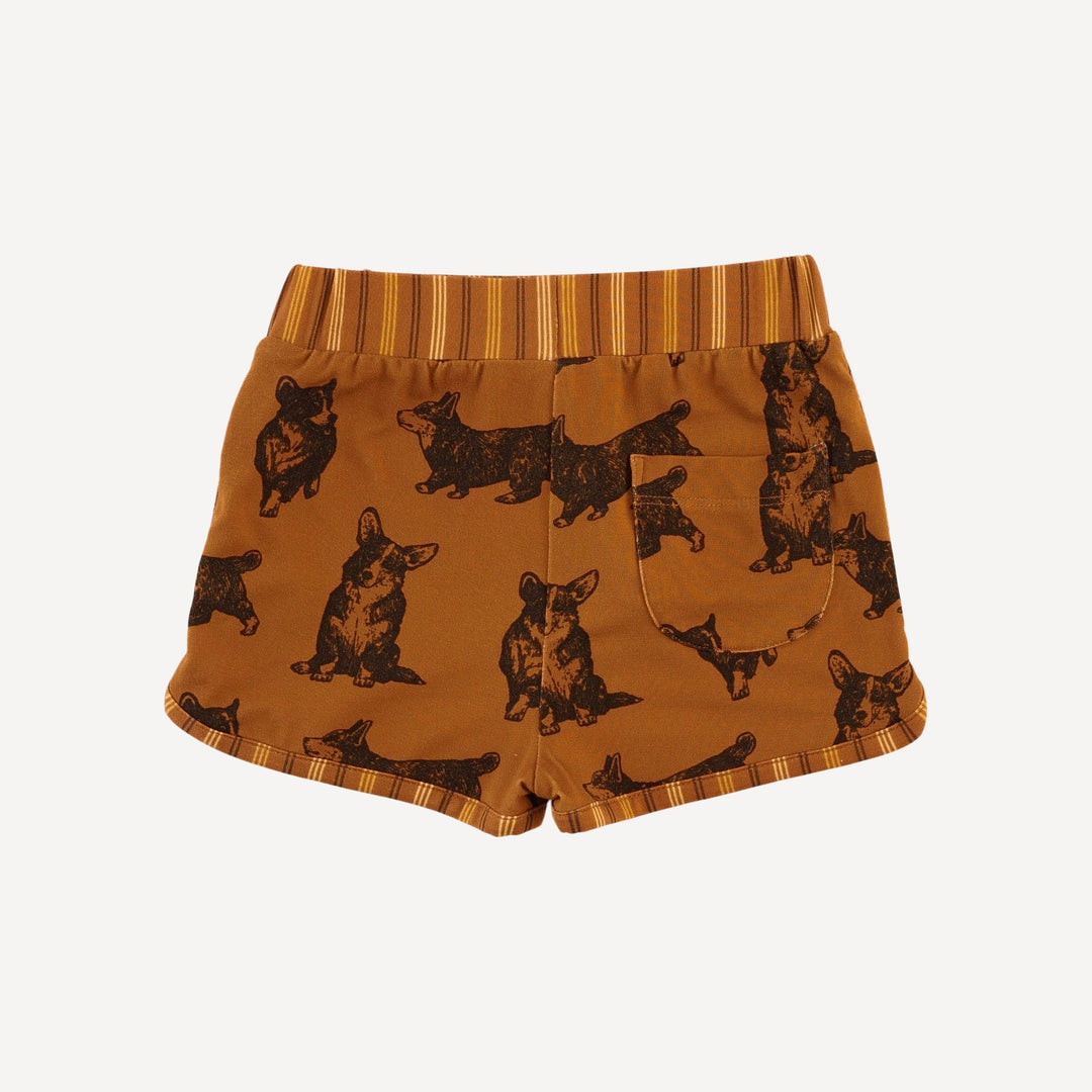 retro track short | corgis | light weight bamboo