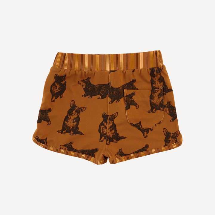 retro track short | corgis | light weight bamboo