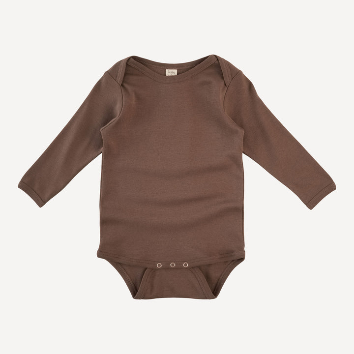 long sleeve lap neck bodysuit | coffee | organic cotton flat rib