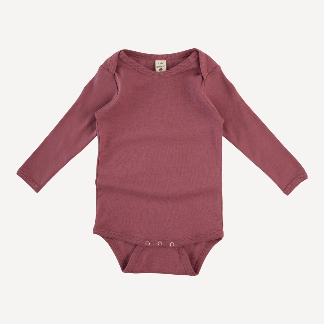 long sleeve lap neck bodysuit | wild ginger | organic cotton flat rib