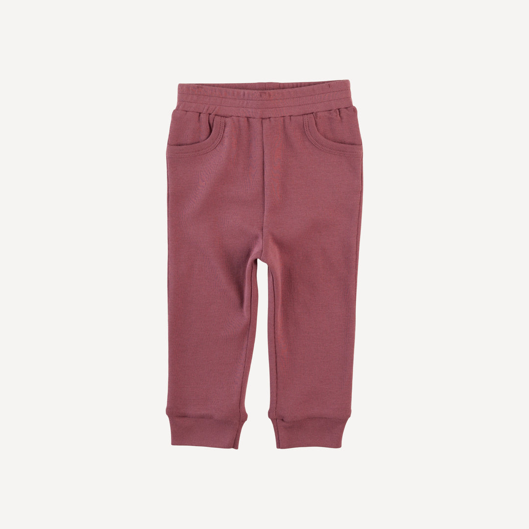 cuffed pocket jogger | wild ginger | organic cotton flat rib