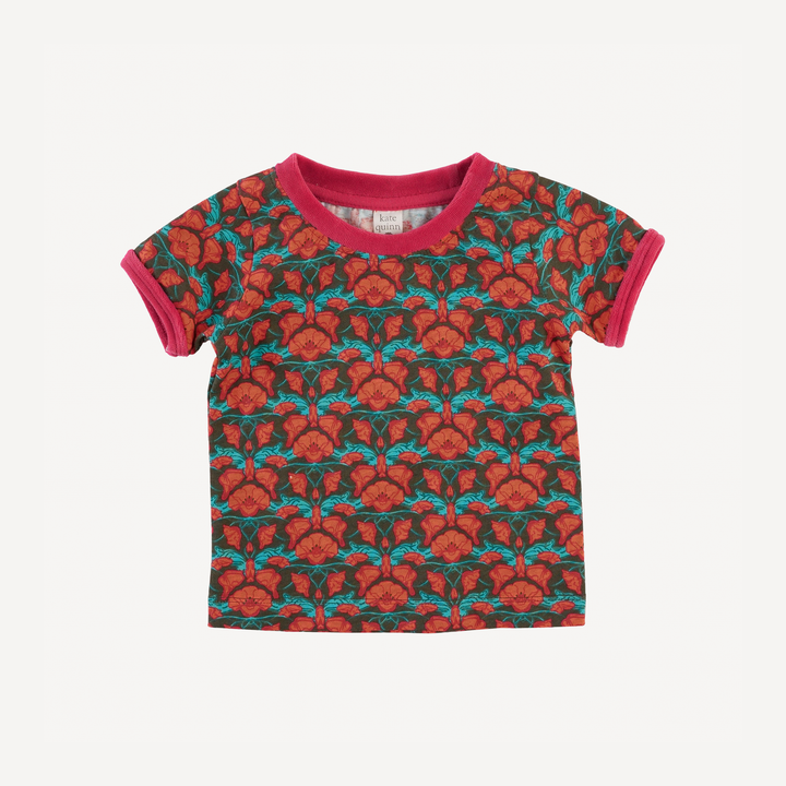 short sleeve ringer tee | poppy | organic cotton jersey