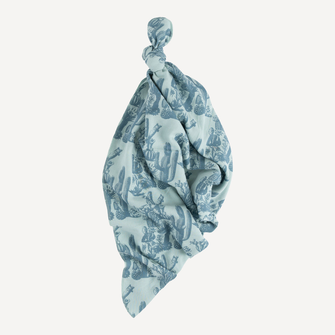 classic single layer blanket | blue cactus | organic cotton gauze
