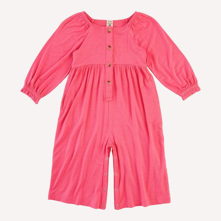 long sleeve woodland gaucho jumpsuit | hot fuchsia | bamboo