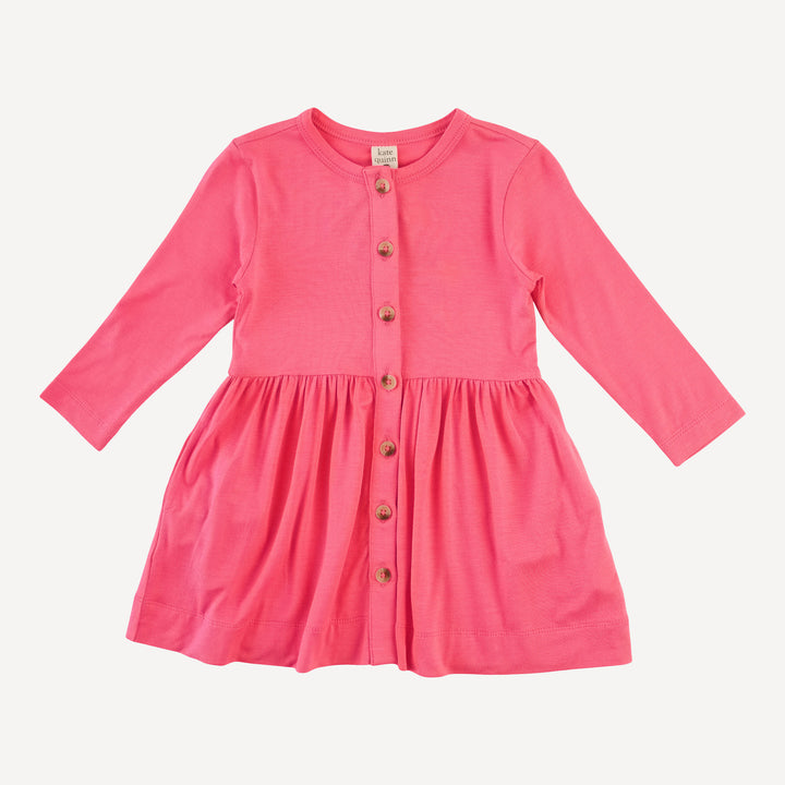 long sleeve button dress | hot fuchsia | bamboo