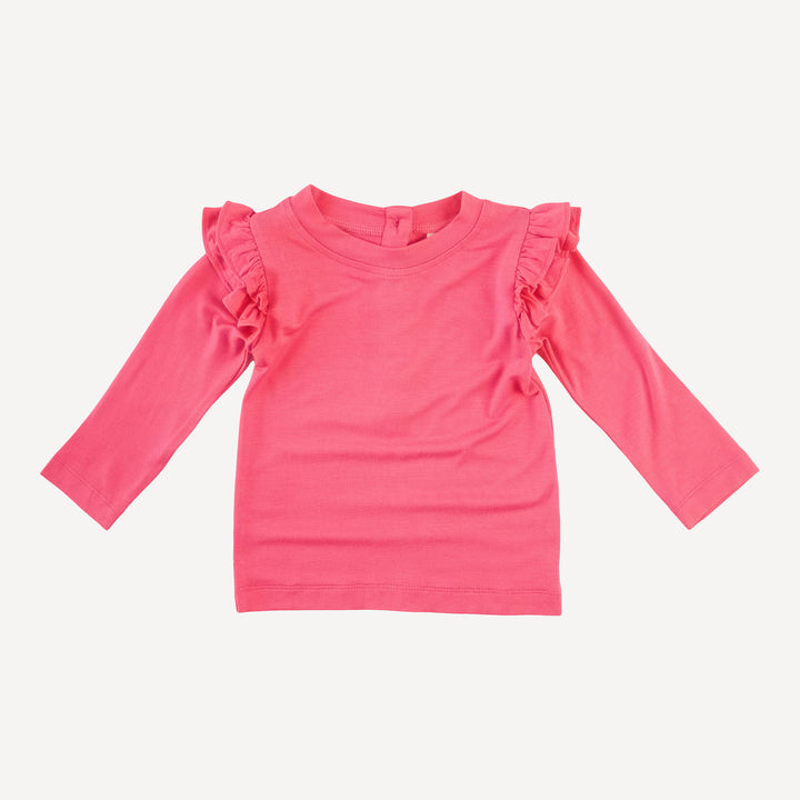 long sleeve double ruffle top | hot fuchsia | bamboo