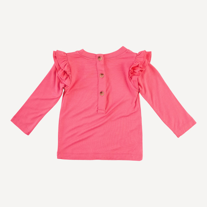 long sleeve double ruffle top | hot fuchsia | bamboo