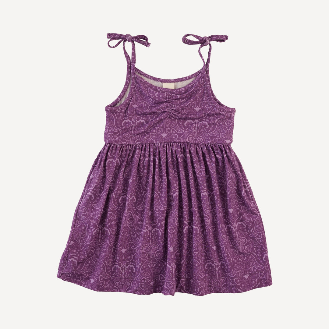 spaghetti tie ruched pocket dress | french wallpaper | light weight bamboo